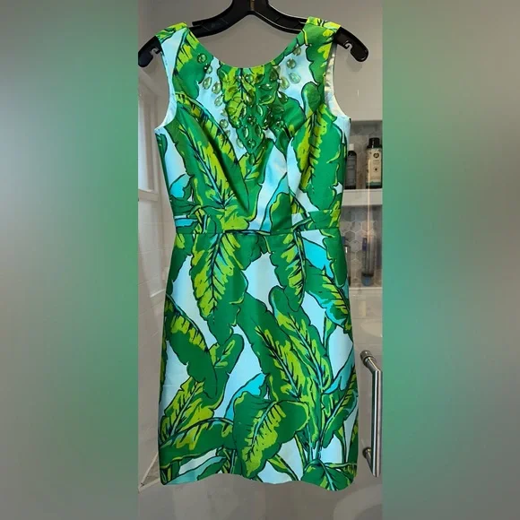 New with tags Vineyard Vines Crystal Blue Leaf Print Dress - Picture 1 of 7